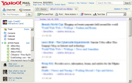 yahoo beta interface rss